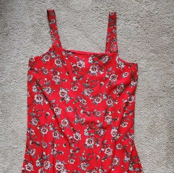 Studio B by Bobeau Boho Red FloralMaxi Dress  Size L - Picture 2 of 8